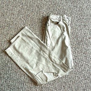 Light gray/white pac sun straight leg jeans with rips